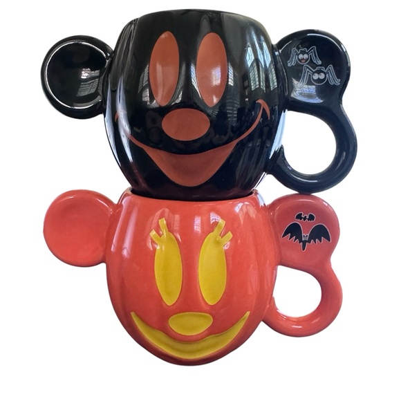 Disney Parks Mickey & Minnie Halloween Pumpkin Coffee Mug Set - Picture 1 of 9